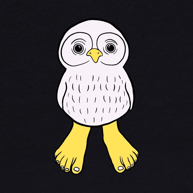 White Owl with Human Feet by Mochi Merch